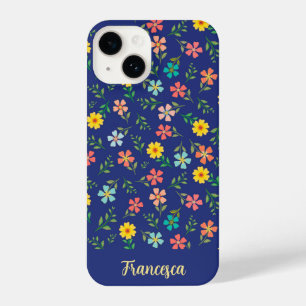 Coque Pour iPhone 14 Modèle floral Fleur sauvage bleu personnalisé