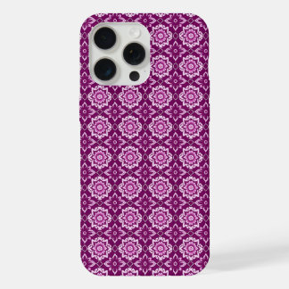 Coque iPhone 15 Pro Max Modèle floral géométrique vintage violet