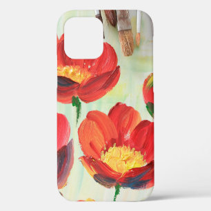 Coque iPhone 12 Modèle floral sous forme d'abstraction. Concepteur