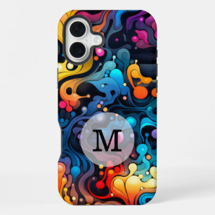 Coque iPhone 16 Plus Modèle personnalisé motif ondulé coloré