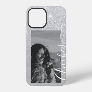 Coque iPhone 12 Modèle photo Parties scintillant argent main Lettr