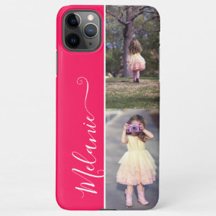 Coque iPhone 11Pro Max Modèle photo personnalisé 2 Photos verticales Nom 