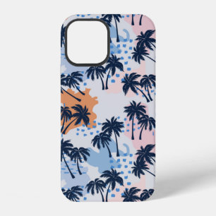 Coque iPhone 12 Modèle sans couture de palmiers d'été, tr