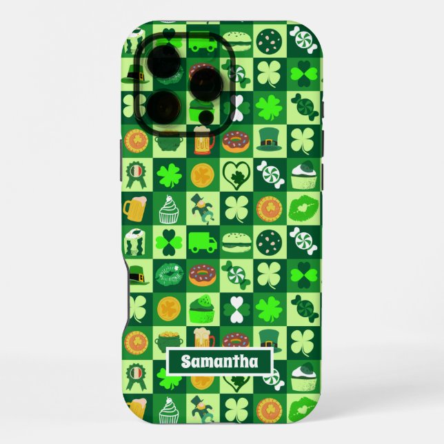 Coque iPhone Modèle sans couture d'icônes de la Saint-Patrick (Verso)