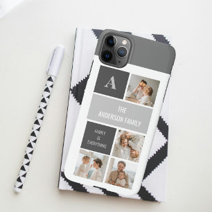Coque iPhone 11Pro Max Moden 3Collage Photo & Grey Meilleur Cadeau Famili