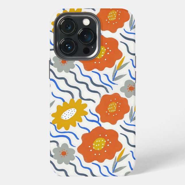 Coque iPhone Modern Abstract Flowers Boho Wavy (Dos)
