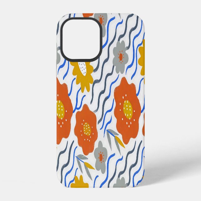 Coque iPhone Modern Abstract Flowers Boho Wavy (Verso)