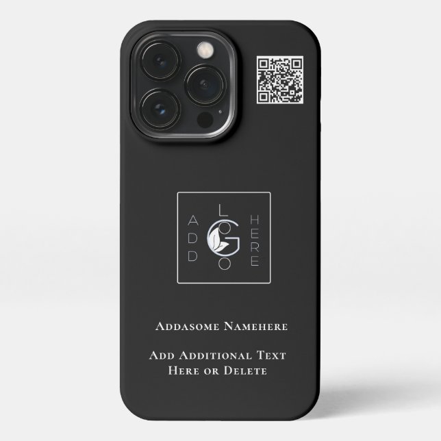 Coque iPhone Modern Black Ajouter Votre Logo Business Marketing (Verso)