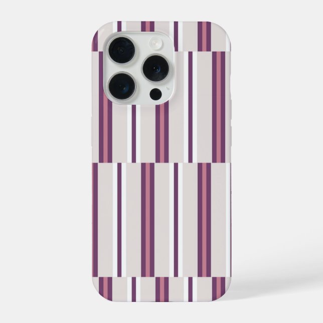 Coque iPhone Modern Mauve and Plum Stripe (Verso)