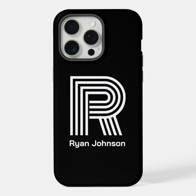 Coque iPhone Modern Monogram Noir  (Verso)