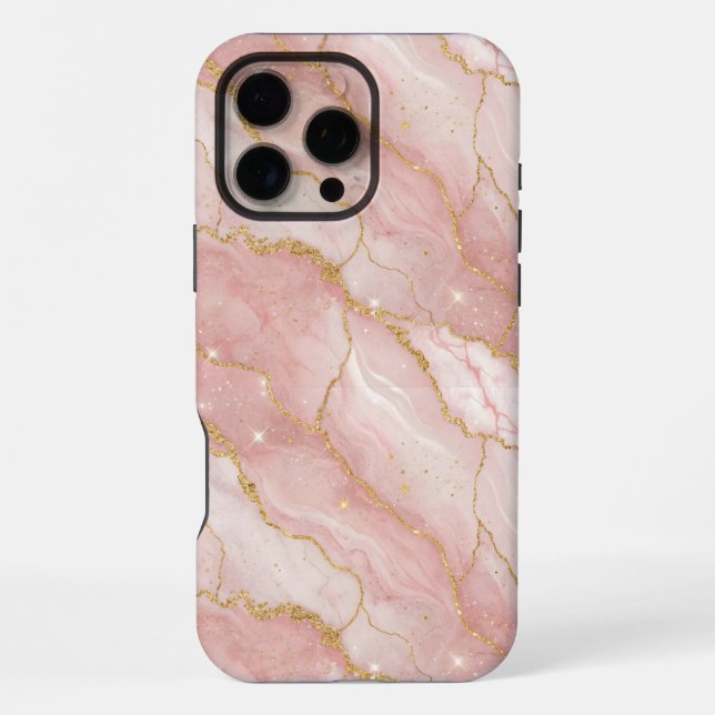 Coque iPhone Modern Rose Quartz Marble Gold (Verso)