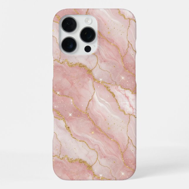 Coque iPhone Modern Rose Quartz Marble Gold (Verso)