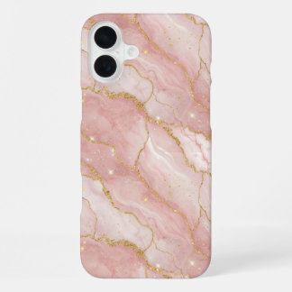 Coque iPhone 16 Plus Modern Rose Quartz Marble Gold