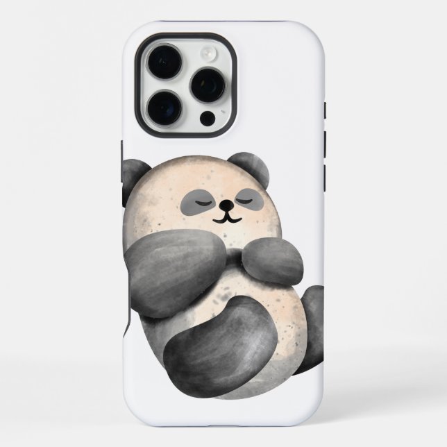 Coque iPhone Modern Sleepy Watercolor Panda (Verso)
