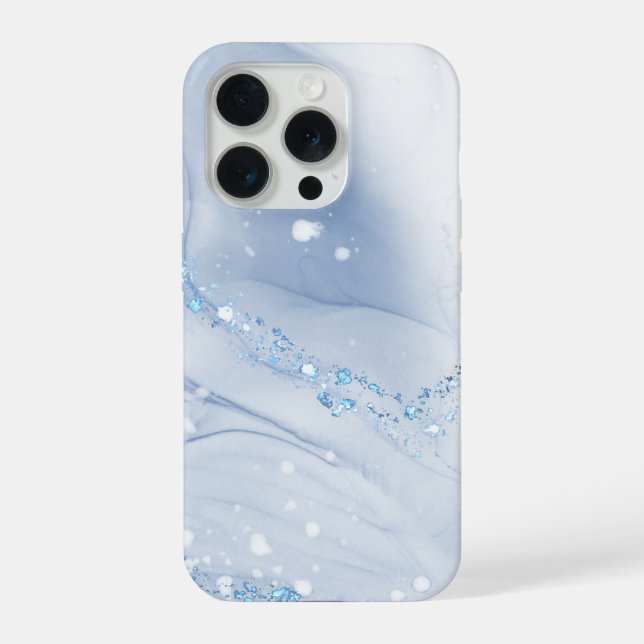 Coque iPhone Modern Stone Dusty Blue Marble (Verso)