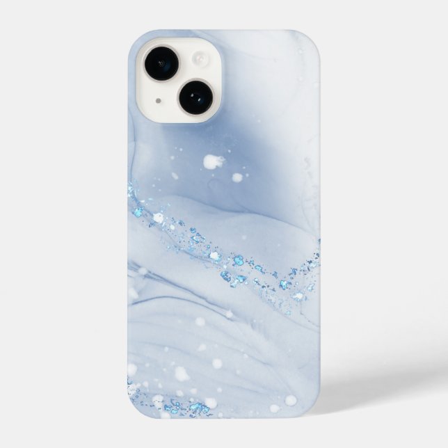 Coque iPhone Modern Stone Dusty Blue Marble (Verso)