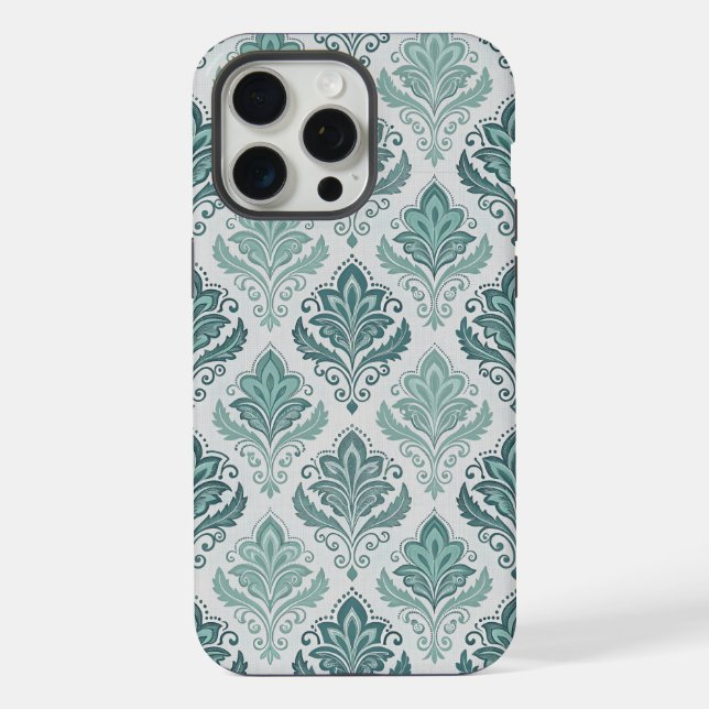 Coque iPhone Modern Teal Nordic Damask (Verso)
