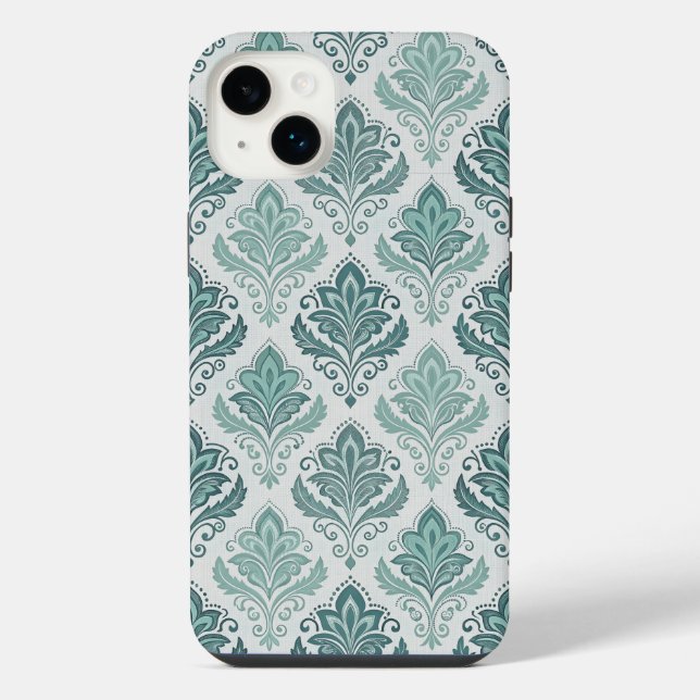 Coque iPhone Modern Teal Nordic Damask (Verso)