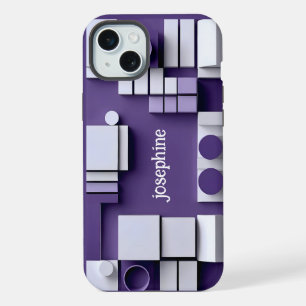 Coque iPhone 15 Plus Moderne abstrait géométrique lavande blanc élégant