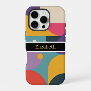 Coque iPhone 16 Pro Moderne Abstrait Nom Personnalisé Géométrique
