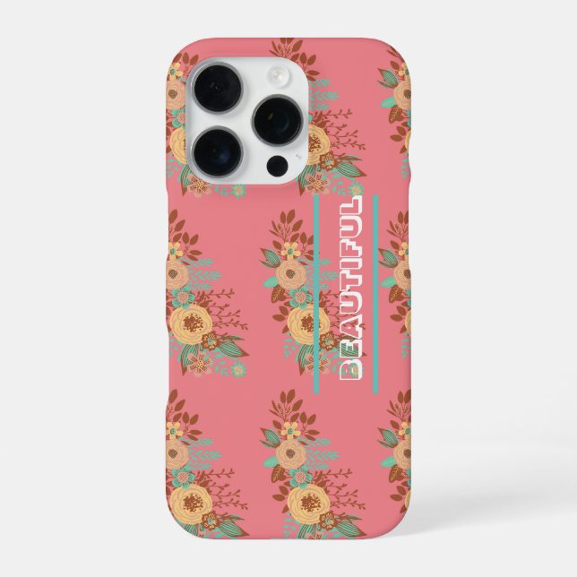 Coque iPhone Moderne Boho Floral Rose  (Verso)