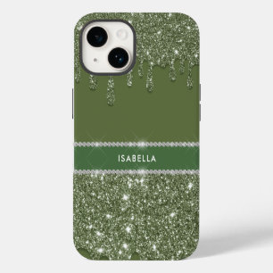 Coque Pour iPhone 14 Moderne Chic Sage Green Parties scintillant Sparkl