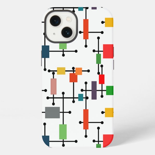 Coque iPhone Moderne de milieu de siècle Grande grille  (Verso)