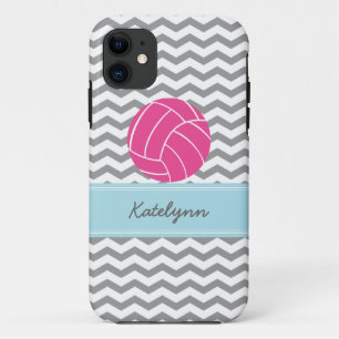 Coque iphone moderne de volleyball de rose de