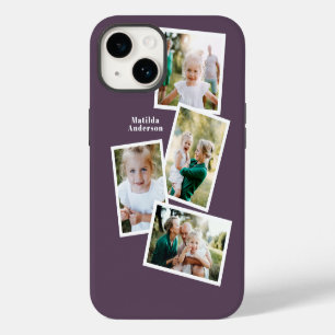 Coque Pour iPhone 14 Moderne design multi photo famille violet