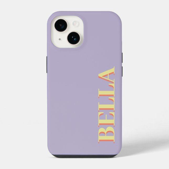 Coque iPhone Moderne doux violet initial minimal contemporain (Verso)