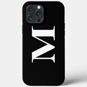 Etui iPhone 13 Pro Max Moderne Élégant Minimaliste Monogramme Noir Blanc