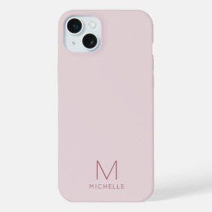 Coque iPhone 15 Plus Moderne Élégant Monogramme de Style Tendance Rose