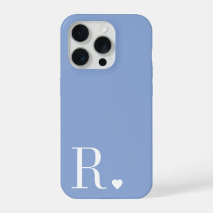 Coque iPhone 15 Pro moderne élégant monogramme initiale bleu bébé