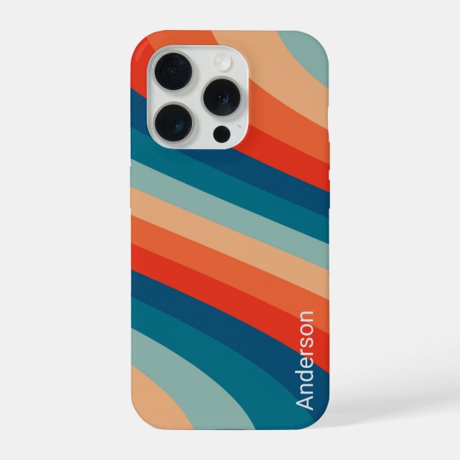 Coque iPhone Moderne Élégant Monogramme Ligne Rétro (Verso)