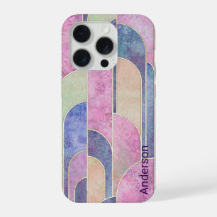 Coque iPhone 15 Pro Moderne Élégant Monogramme Ligne Rétro