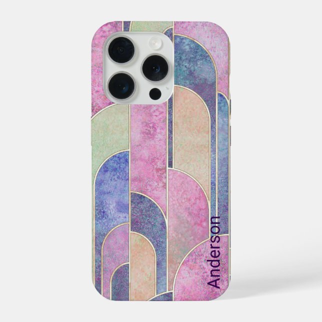 Coque iPhone Moderne Élégant Monogramme Ligne Rétro (Verso)
