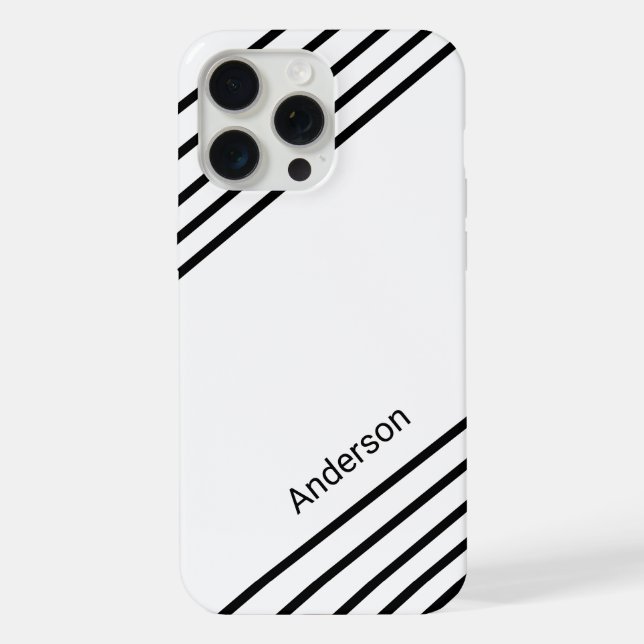 Coque iPhone Moderne Élégant Monogramme Ligne Rétro (Verso)