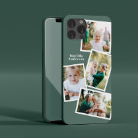 Moderne élégant multi photo famille vert sauge chi