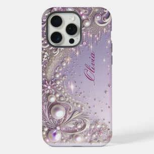 Coque iPhone 15 Pro Max Moderne élégantes jolies perles violettes Saint-Va