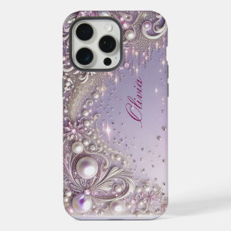 Coque iPhone 15 Pro Max Moderne élégantes jolies perles violettes Saint-Va