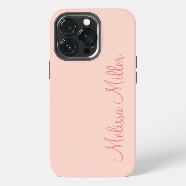 Coque iPhone Moderne Féminin Uni Rose Pâle Écriture Personnalis (Dos)