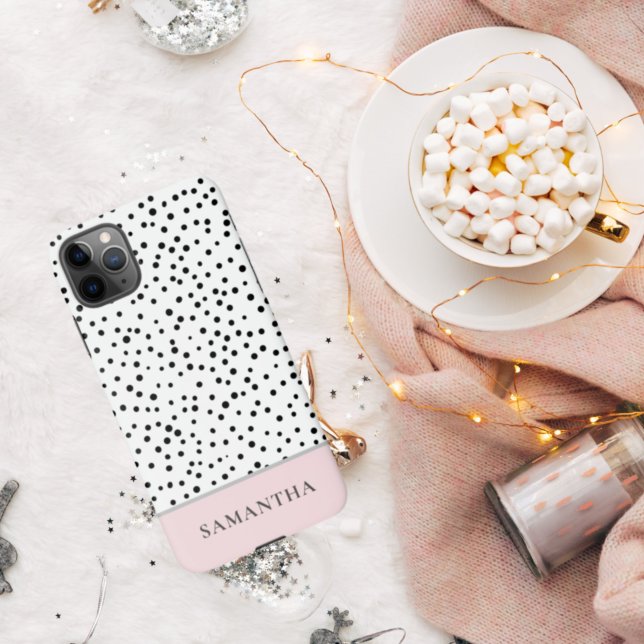 Coque iPhone Moderne Girly Pastel Rose Avec Nom Personnalisé (Créateur téléchargé)