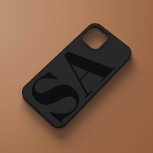 Coque Pour iPhone 14 Moderne initiale noire minimale contemporaine