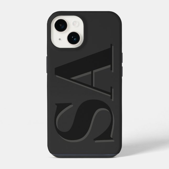 Coque iPhone Moderne initiale noire minimale contemporaine (Verso)