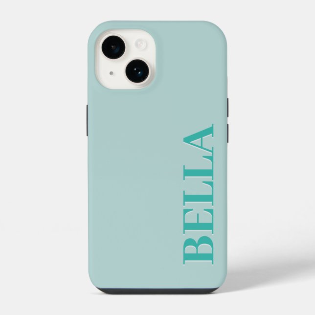 Coque iPhone Moderne initiale vert aqua minimaliste contemporai (Verso)