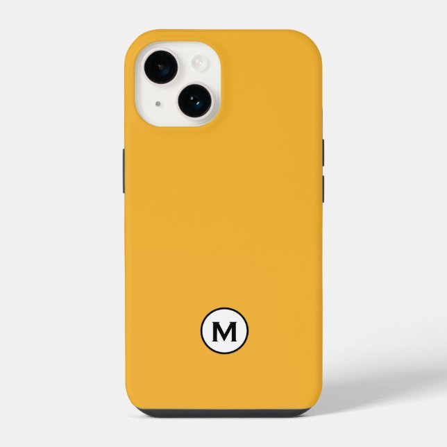 Coque iPhone Moderne Jaune Moutarde Monogramme Tendance (Verso)