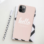 Coque iPhone 11Pro Max Moderne Minimal Pastel Rose Bonjour Et Vous Nom<br><div class="desc">Moderne Minimal Pastel Rose Bonjour Et Vous Nom</div>