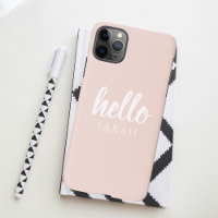 Moderne Minimal Pastel Rose Bonjour Et Vous Nom