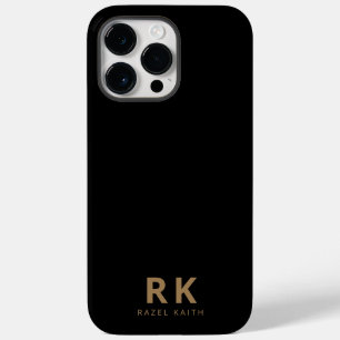 Coque Pour Pour iPhone 14 Pro Max Moderne minimaliste tendance Noir Or Deux Monogram