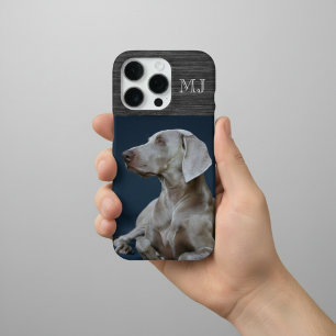 Coque iPhone 16 Pro Moderne Monogram 1 Photo Métal Brossé Gris